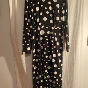 Nasty Gal Black & White Polka Dot Long Dress Size 14